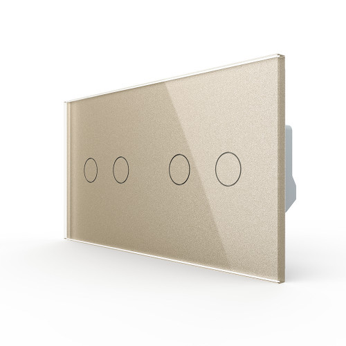 Четырёхклавишный сенсорный выключатель livolo на 2 поста (2-2) из стекла