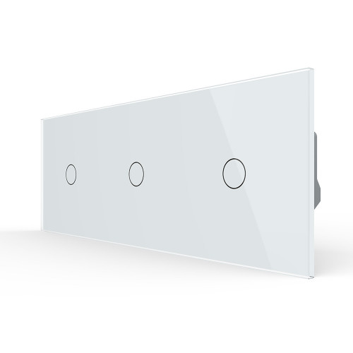 Трехклавишный сенсорный выключатель livolo на 3 поста (1-1-1) из стекла