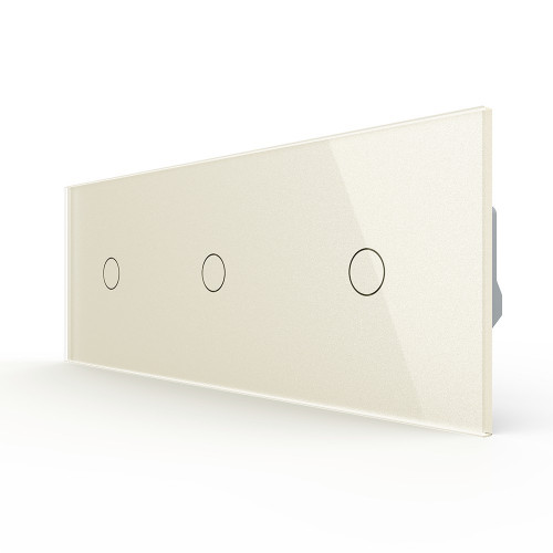 Трехклавишный сенсорный выключатель livolo на 3 поста (1-1-1) из стекла