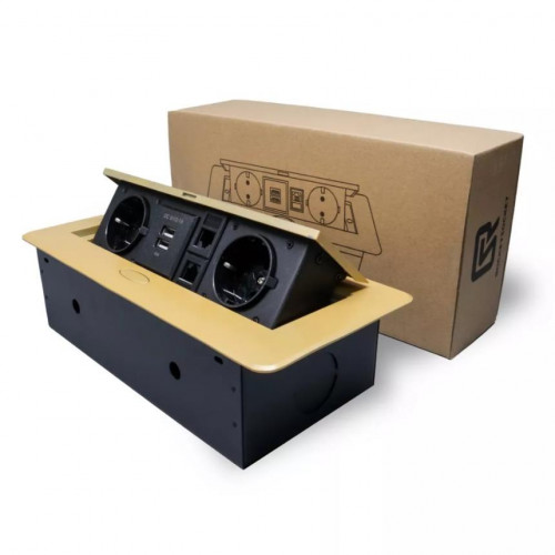 RocketSocket розетка выдвижная 2 Euro 16A, 2 USB A с блоком 5В/2.1А, 2 RJ45