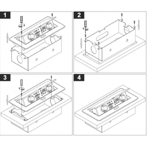 RocketSocket розетка выдвижная 2 Euro 16A, 2 USB A с блоком 5В/2.1А, 2 RJ45