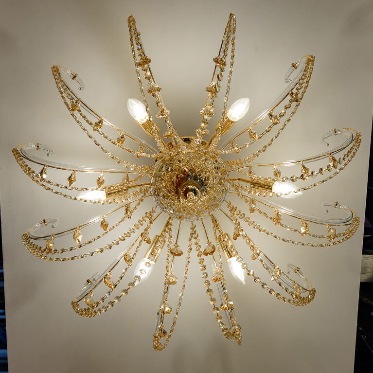 Светильник потолочный Crystal Lux IMPERIA PL6 GOLD/AMBER. Фотография №3