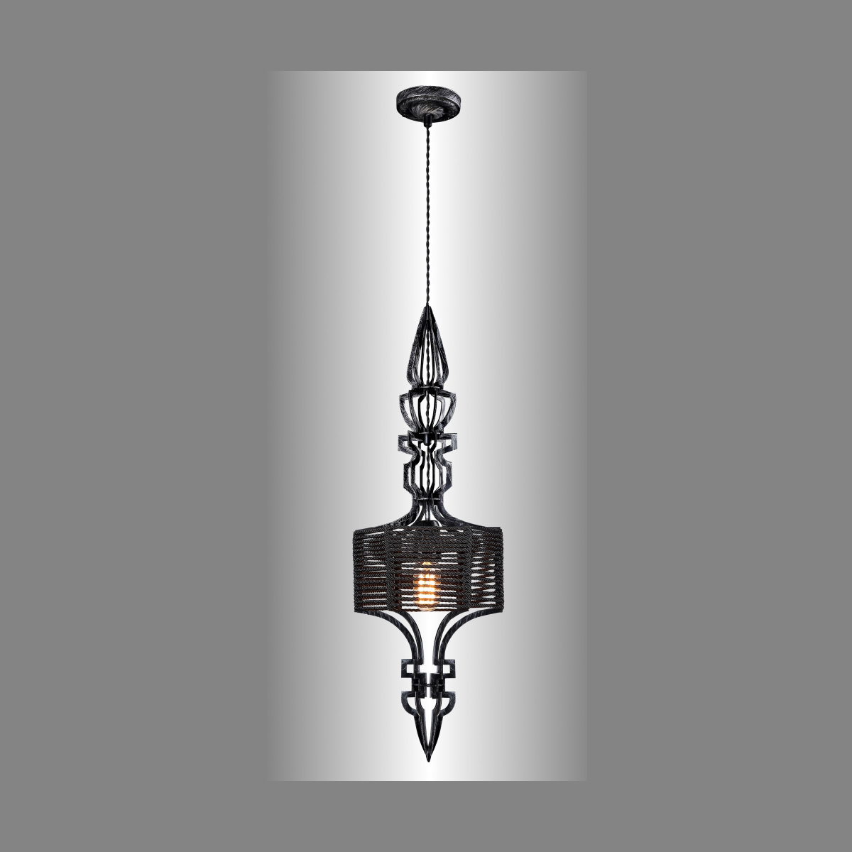 Светильник подвесной Crystal Lux PRIMA SP1 A BLACK-SILVER/BLACK. Фотография №3